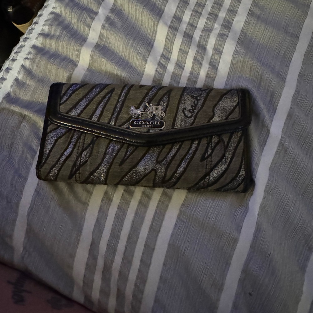 Coach Zebra Stripe Black and Silver Wallet